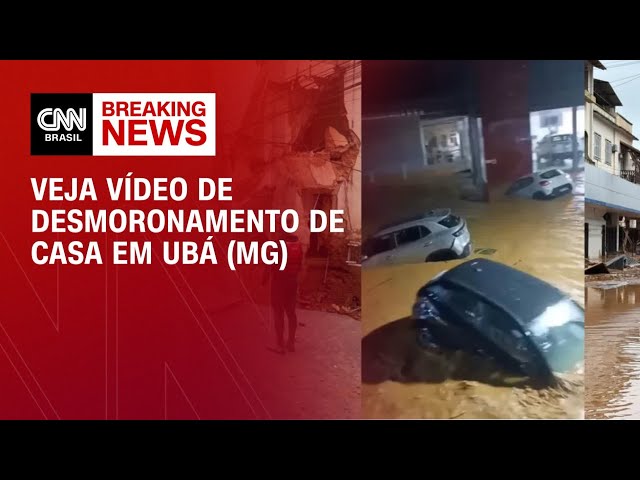 Chuvas em MG: Vídeo mostra desabamento de casa em Ubá | LIVE CNN