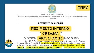 CREA-MA Regimento Interno CREA MA Art. 1º ao 10.