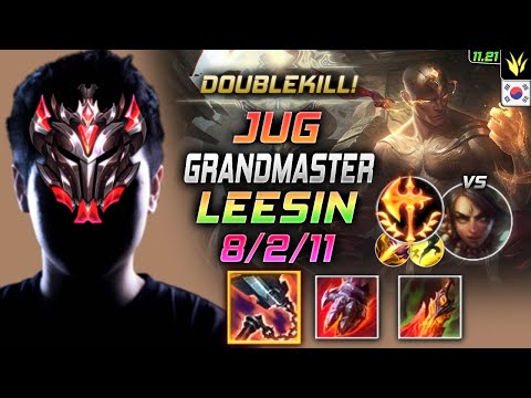GrandMaster Lee Sin Jungle vs Nidalee - 천상계 정글 리신 템트리 룬 선혈 정복자 リー・シン Ли Син 盲僧 李星 - KR 11.21