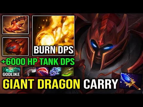 WTF GIANT BLACK DRAGON +6000 HP Full Aghanim Fireball DPS vs Godlike Wraith King Carry Dota 2