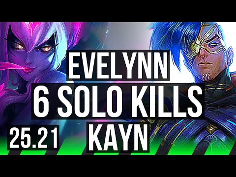 EVELYNN vs KAYN (JGL) | 18/1/8, Legendary, 6 solo kills | KR Diamond | 25.21