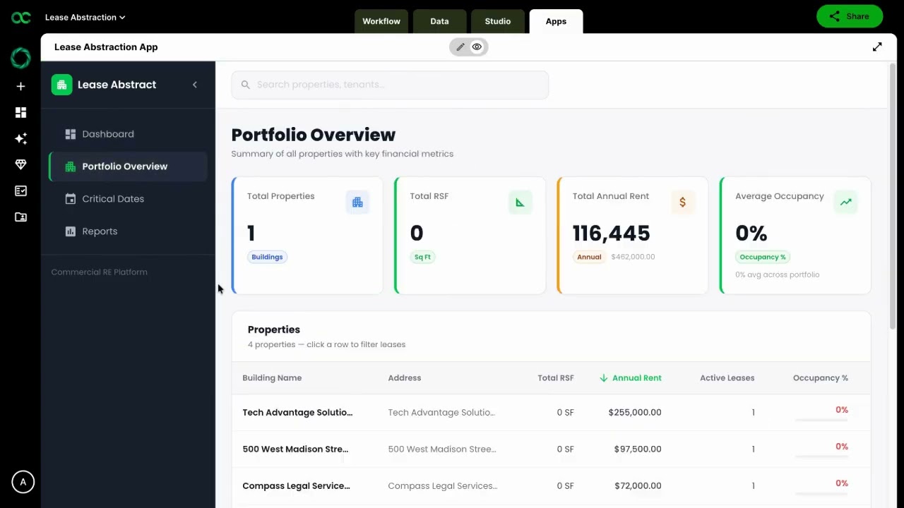 Lease Abstraction demo preview