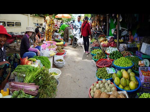 Best Countryside Market Tour 2025 – Crowd Visit & Buy Food in Oudong Countryside Market On Weekend