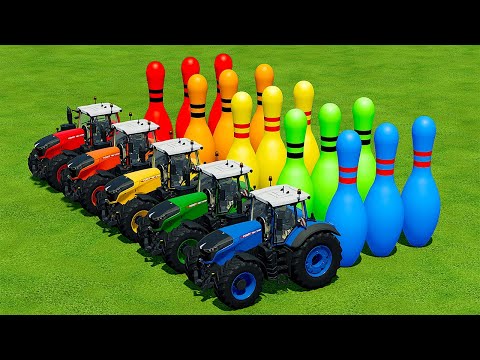 FENDT TRACTORS vs COLORED BOWLING SKITTLES - Farming Simulator 22