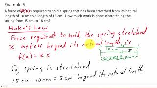 Calculus Work Required to Stretch a Spring - Hooke's Law