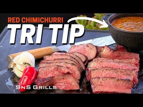 How to Smoke Tri Tip with RED Chimichurri Sauce - Reverse Sear Tri Tip Recipe