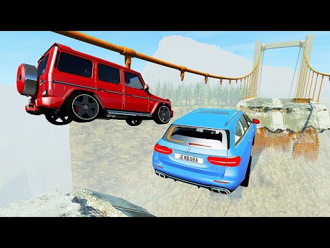 Cars VS Bridge JUMP #8 MERCEDES Cars Crash - BeamNG Drive