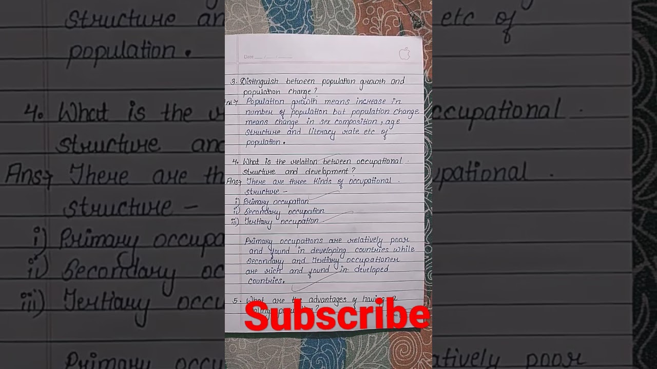 Class 9 #Geography #chapter 6 Population # Question Answer # NCERT