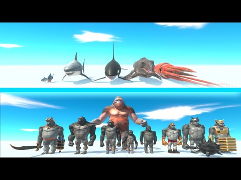 AQUATICS Team vs MUTANT PRIMATES Team - Animal Revolt Battle Simulator ARBS