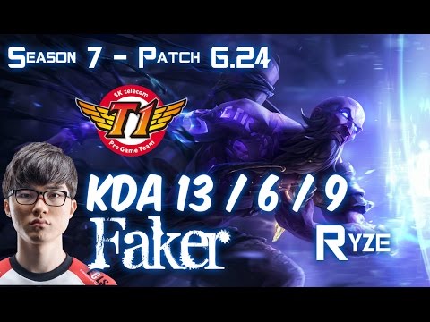 SKT T1 Faker RYZE vs CASSIOPEIA Mid - Patch 6.24 KR Ranked
