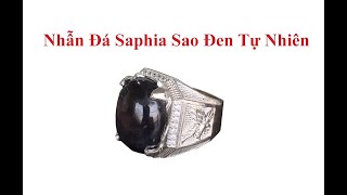 Nhẫn bạc nam 3D đá saphia đen thiên nhiên sang trọng