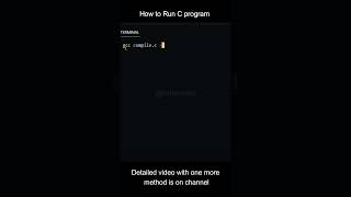 How to Run a C program Using Vs code Terminal | How to run C program using gcc | #shorts #short