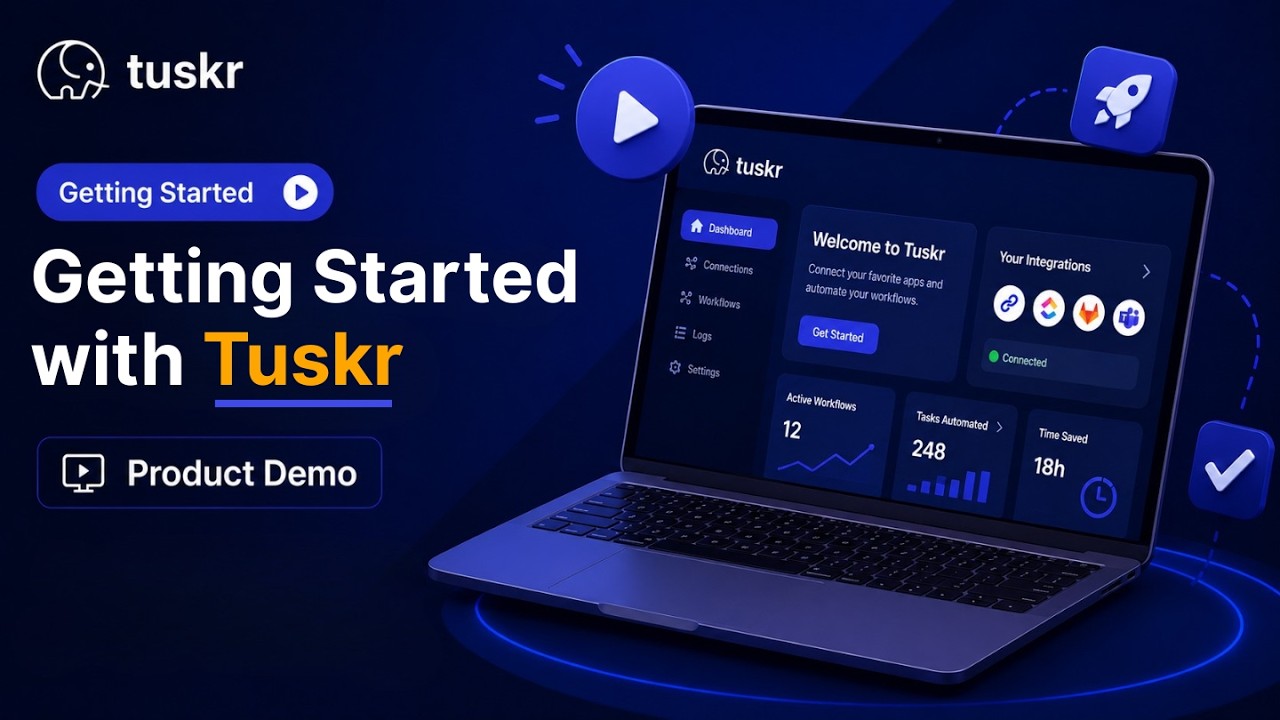 Tuskr test management platform video preview showing QA workflow, test cases, dashboards, and reporting