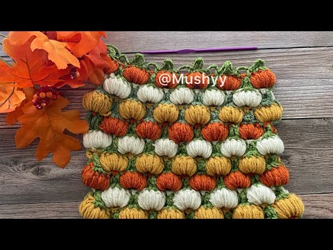 Crochet 3D Pumpkin Stitch™  Pattern By Mushyy -  EASY Tutorial #howtocrochet #crochettutorial