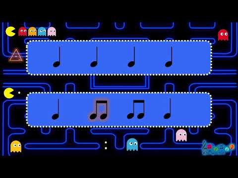 Ritmograma pacman. negra, silencio de negra, pareja de corcheas