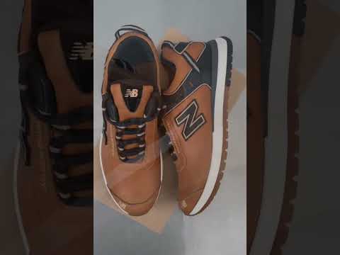 Осінні чоловічі шкіряні кросівки New Balance (Нью Беленс) руді повсякденні з натуральної шкіри - фото 1 - id-p1623792523