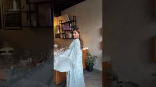 Powder Blue Embroidered Chiffon Suit - Video 2