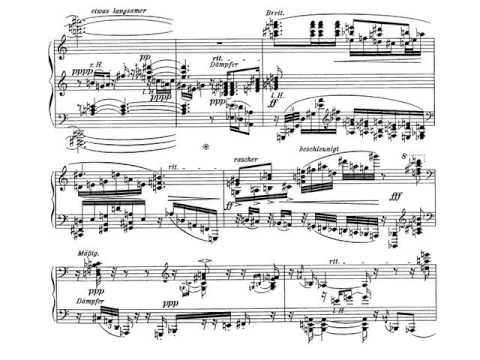 A. Schoenberg. Tres piezas para piano op.11 nº 3. Partitura. Audición. Música Atonal.