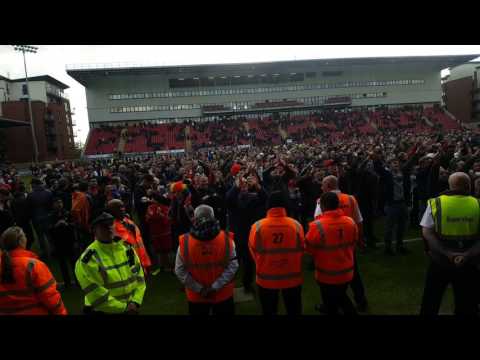 Leyton Orient pitch invasion view from Colchester section