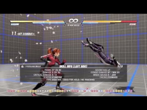 Doa 6 Kasumi 19 hit combo on normal counter 140 points of damage
