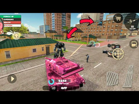 Rope Hero: Vice Town (Pinkey Tank Fight Robot Car and Blue Tank & Helicopter) Android Gameplay HD