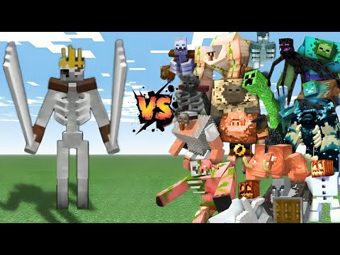 SKELETON KING vs All mutant mobs in Minecraft - Skeleton King vs Mutant creatures