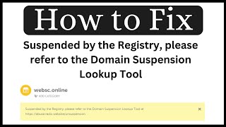 How to Fix Suspended by the Registry, please refer to the Domain Suspension Look