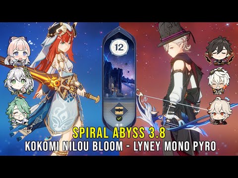 C0 Kokomi Nilou Bloom and C0 Lyney Mono Pyro - Genshin Impact Abyss 3.8 - Floor 12 9 Stars