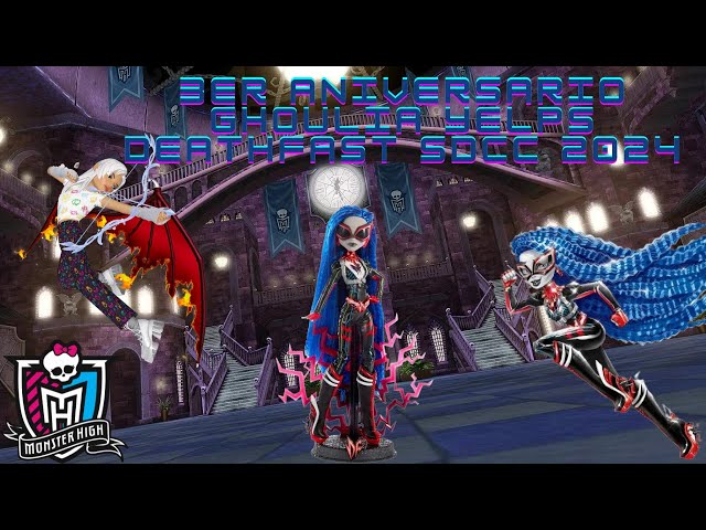 Vídeo relacionado con Monster High Deadfast Ghoulia Yelps SDCC 2024 Muñeca Exclusiva - Actualización técnica con Insignia Comic-con, Mini Figura y cómic