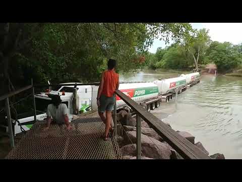 Roadtrain Triple Crossing East Alligator River at Cahill's Crossing