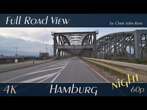 Hamburg, Germany: Abendfahrt Hafengebiet und HafenCity - Evening Drive Port Area And HafenCity - 4K