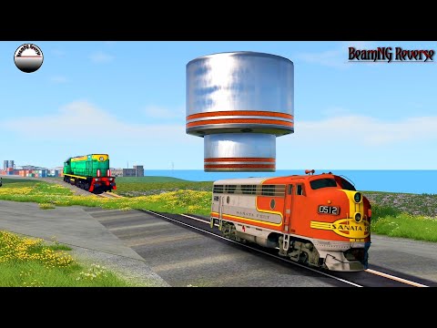 Trains vs Hydraulic Press Crashes Reverse - BeamNG Drive