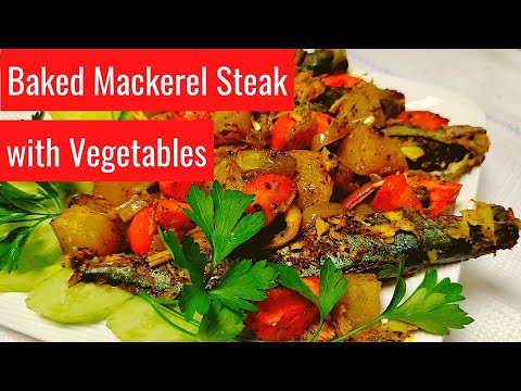 Baked Mackerel Steak with Vegetables