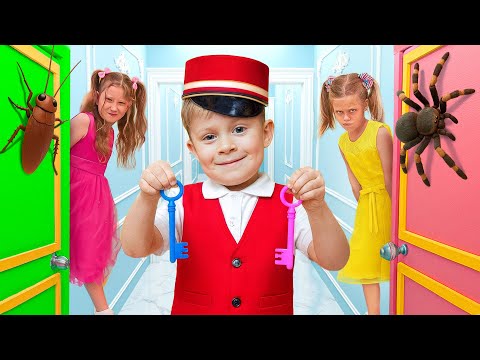 Hotel Neighbors Adventure with Funny Girls - Kids Comedy Video