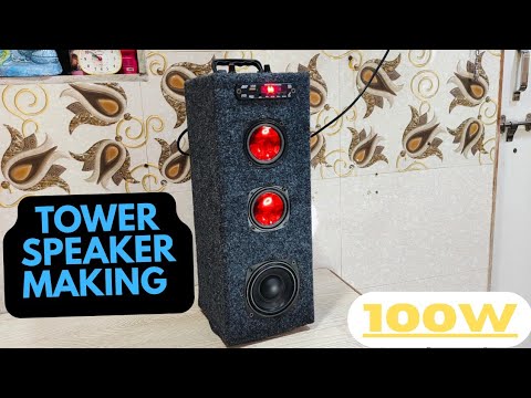 🔥 100W Powerful Tower Speaker Build at Home | Bluetooth, Deep Bass 🔊 | DIY Speaker Project