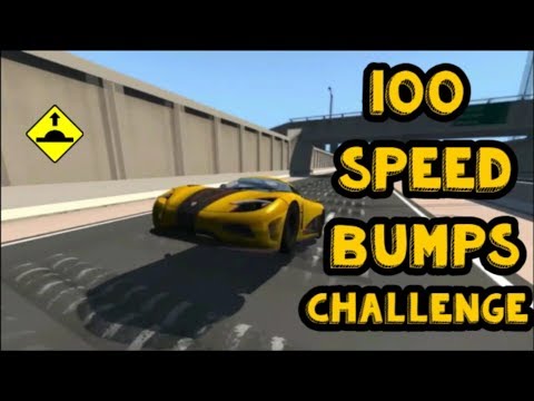 100 Speed Bumps Challenge: Speed Breaker Car Drive Video