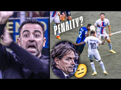 Inzaghi Reaction😂 when Ball Hits on hand Inter milan vs Barcelona status