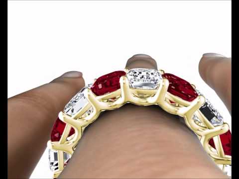 Emerald-Cut Ruby & Diamond Eternity Ring