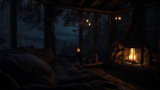 Warm Fireplace and Rain Sounds in a Rustic Cabin | Comforting Ambience to Unwind
