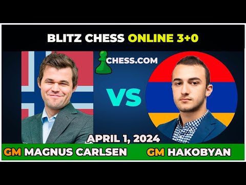 Magnus Carlsen vs GM Aram Hakobyan | Blitz Chess 3+0 | ChessCom | April 1, 2024