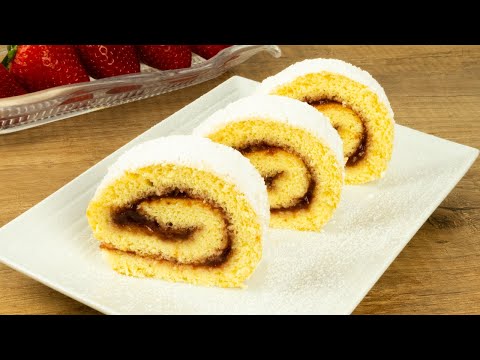 Rulada cu gem pufoasa care nu se rupe la rulat | Pandispan pentru rulada in 10 minute