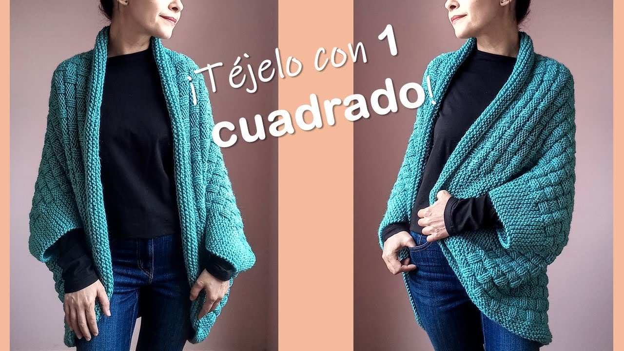 Knitted cocoon sweater, SUPER EASY, you just need a rectangle!!
