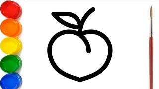 Cute Peach🍑 Drawing for Kids | Step by Step Tutorial