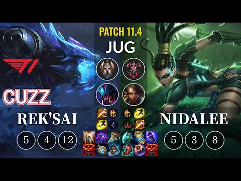 T1 Cuzz Rek'Sai vs Nidalee Jungle - KR Patch 11.4