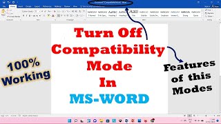 How To Turn Off Compatibility Mode In Word Windows 10 || Word, Excel, PowerPoint #compatibility mode