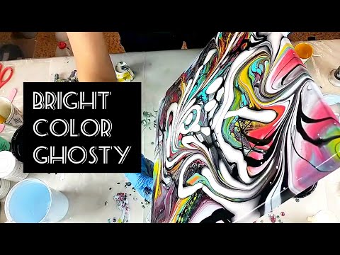 28 - COLORFUL Ghosty Marbled Pour Painting with DecoArt Extreme Sheen