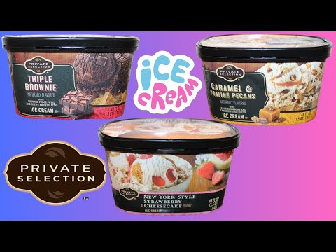 Private Selection Ice Cream Triple Brownie, Caramel & Praline Pecans, NY Style Strawberry Cheesecake