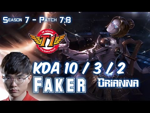 SKT T1 Faker ORIANNA vs SYNDRA Mid - Patch 7.8 KR Ranked