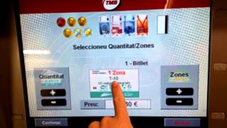 Barcelona,Spain metro- buying tickets from automated vending machine, choose T10 to save money