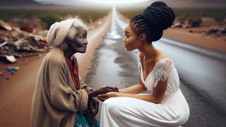 Old tired woman pretends to be a poor homeless beggar to find love for her blind billionaire son